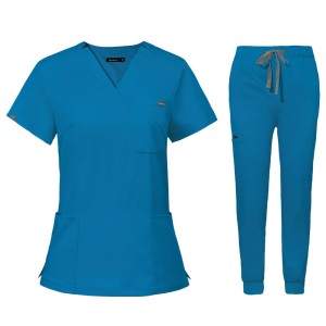 Komplet Medyczny Damski Scrubs - Niebieski - Model 42032