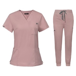 Komplet Medyczny Damski Scrubs - Jasnoróżowy - Model 42032