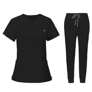 Komplet Medyczny Damski Scrubs - Czarny - Model 42032