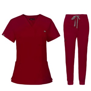 Komplet Medyczny Damski Scrubs - Bordo - Model 42032