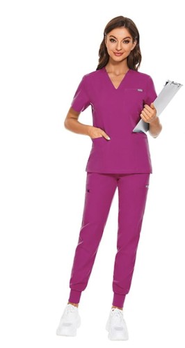 Komplet medyczny damski Scrubs - ciemnoróżowy (fuksja), rozmiary XS, S, M