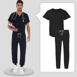 Komplet Medyczny Męski Scrubs - Czarny - Model 42031