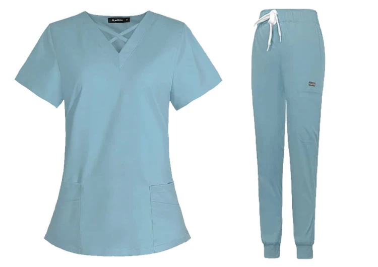 Komplet medyczny damski Scrubs, model Xline - jasnoniebieski