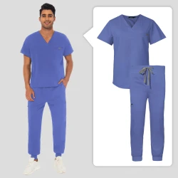 Komplet Medyczny Męski Scrubs - Błękitny - Model 42031