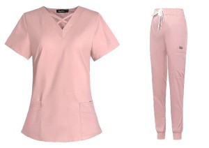 Komplet Medyczny Damski Scrubs - Jasnoróżowy - Model 42029