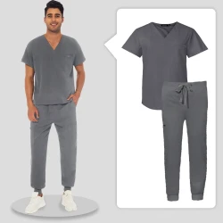 Komplet Medyczny Męski Scrubs - Szary - Model 42031