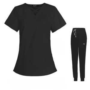 Komplet Medyczny Damski Scrubs - Czarny - Model 42029