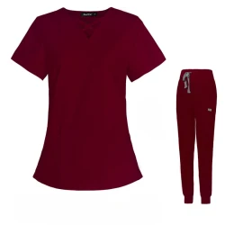 Komplet Medyczny Damski Scrubs - Bordowy - Model 42029 