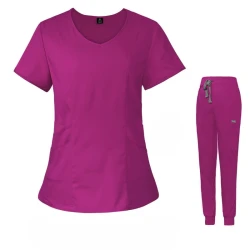 Komplet Medyczny Damski Scrubs - Ciemnoróżowy (fuksja) - Model 42050