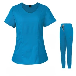 Komplet Medyczny Damski Scrubs - Niebieski - Model 42050