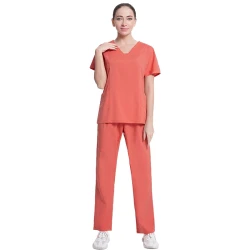 Komplet Medyczny Damski Scrubs - Koralowy - Model 42025
