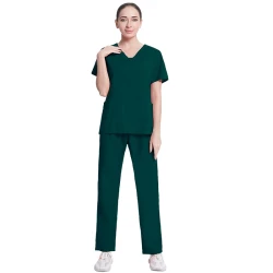 Komplet Medyczny Damski Scrubs - Ciemna zieleń - Model 42025