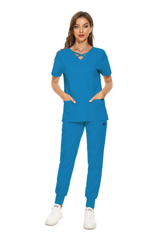 Komplet Medyczny Damski Scrubs - Niebieski - Model 42029