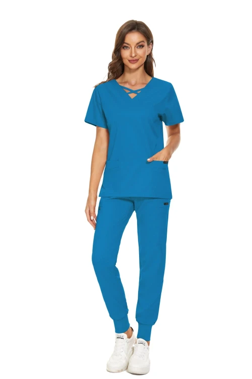 Komplet Medyczny Damski Scrubs - Niebieski - Model 42029