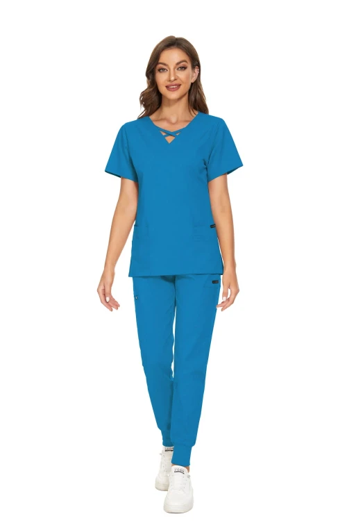 Komplet Medyczny Damski Scrubs - Niebieski - Model 42029