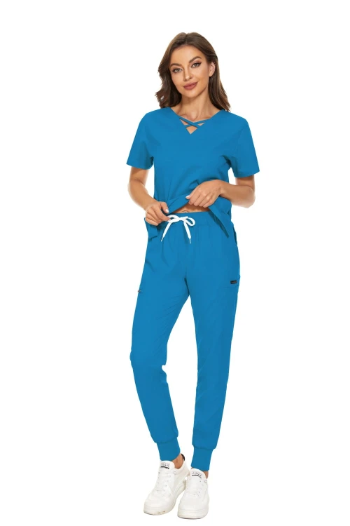 Komplet Medyczny Damski Scrubs - Niebieski - Model 42029