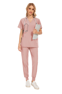 Komplet Medyczny Damski Scrubs - Jasnoróżowy - Model 42109
