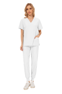 Komplet Medyczny Damski Scrubs - Biały - Model 42109
