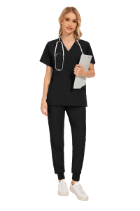 Komplet Medyczny Damski Scrubs - Czarny - Model 42109