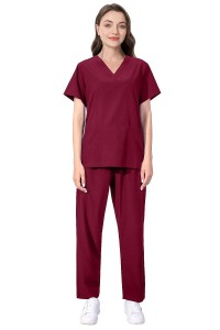 Komplet Medyczny Damski Scrubs - Czerwony - Model 42021