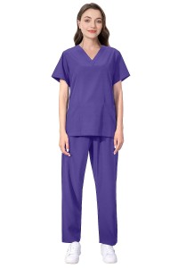 Komplet Medyczny Damski Scrubs - Fioletowy - Model 42021