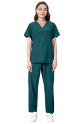 Komplet Medyczny Damski Scrubs - Ciemna zieleń - Model 42021  