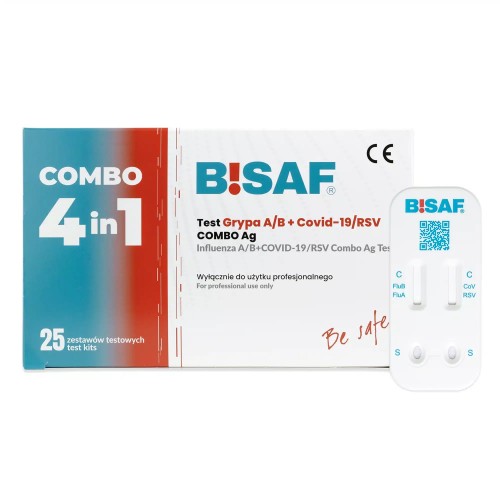 Test Combo 4w1 Bisaf Profesjonalny Covid-19, Grypa A i B, RSV - op. 25 szt.