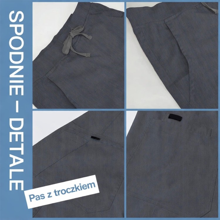 Komplet medyczny męski Scrubs, model Antidote - szary, rozmiary M, L, XL