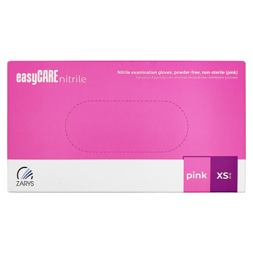 Rękawiczki Nitrylowe ZARYS EasyCare Bezpudrowe Diagnostyczne - Różowe, op. 100 szt.