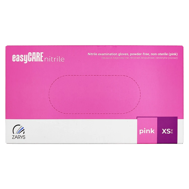 Rękawiczki Nitrylowe ZARYS EasyCare Bezpudrowe Diagnostyczne - Różowe, op. 100 szt.