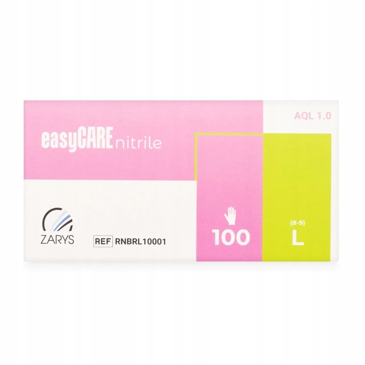 Rękawiczki Nitrylowe ZARYS EasyCare Bezpudrowe Diagnostyczne - Różowe, op. 100 szt.