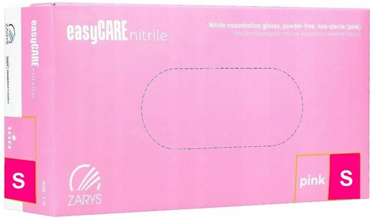Rękawiczki Nitrylowe ZARYS EasyCare Bezpudrowe Diagnostyczne - Różowe, op. 100 szt.