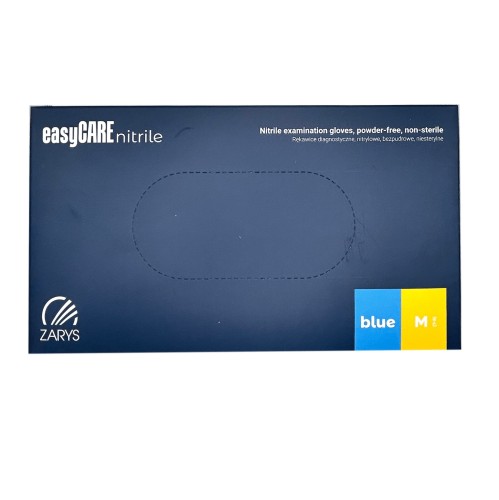 Rękawiczki Nitrylowe ZARYS EasyCare Bezpudrowe Diagnostyczne - Niebieskie, op. 100 szt.