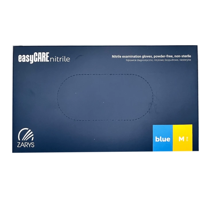 Rękawiczki Nitrylowe ZARYS EasyCare Bezpudrowe Diagnostyczne - Niebieskie, op. 100 szt.