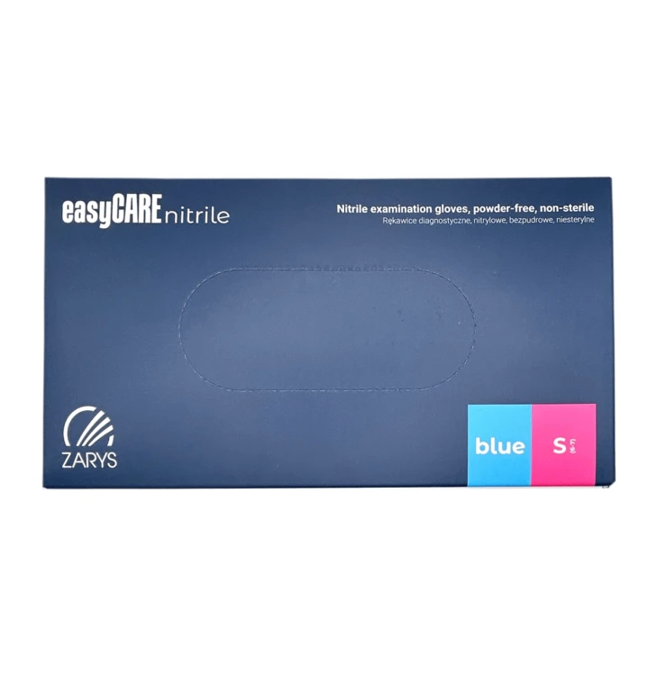 Rękawiczki Nitrylowe ZARYS EasyCare Bezpudrowe Diagnostyczne - Niebieskie, op. 100 szt.