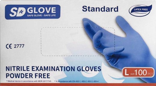Rękawiczki Nitrylowe SD Glove Bezpudrowe Standard - niebieskie op. 100 szt.