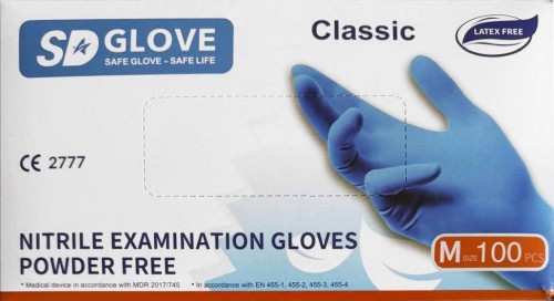 Rękawiczki Nitrylowe SD Glove Bezpudrowe Classic - niebieskie op. 100 szt.