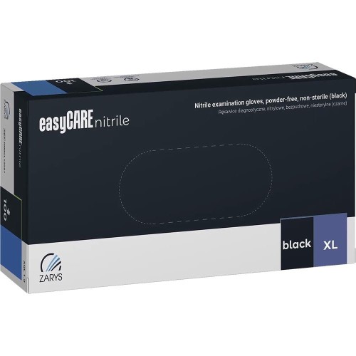 Rękawiczki Nitrylowe ZARYS EasyCare Bezpudrowe Diagnostyczne - Czarne, op. 100 szt.