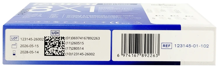 Test Medomics 8w1 do samokontroli – SARS-CoV-2, grypa A/B, RSV, ADV, PIV, HRV, MP