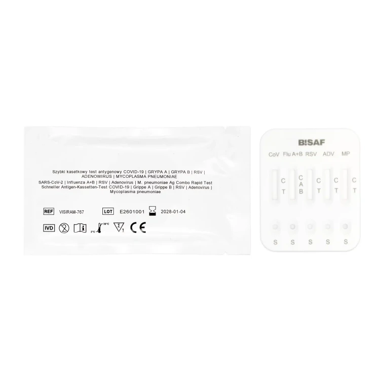 Test Combo 6w1 Bisaf Profesjonalny Covid-19, Grypa A i B, RSV , Adenowirus + Strep A - 1 szt