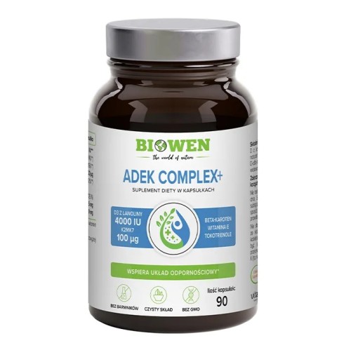 Witaminy ADEK Complex+ Biowen A, D3, E i K2 – 90 kapsułek