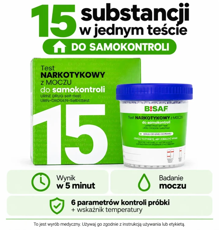 Test narkotykowy z moczu 15 substancji do samokontroli - infografika