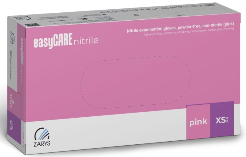 Rękawiczki nitrylowe Zarys EasyCare Pink różowe bezpudrowe diagnostyczne